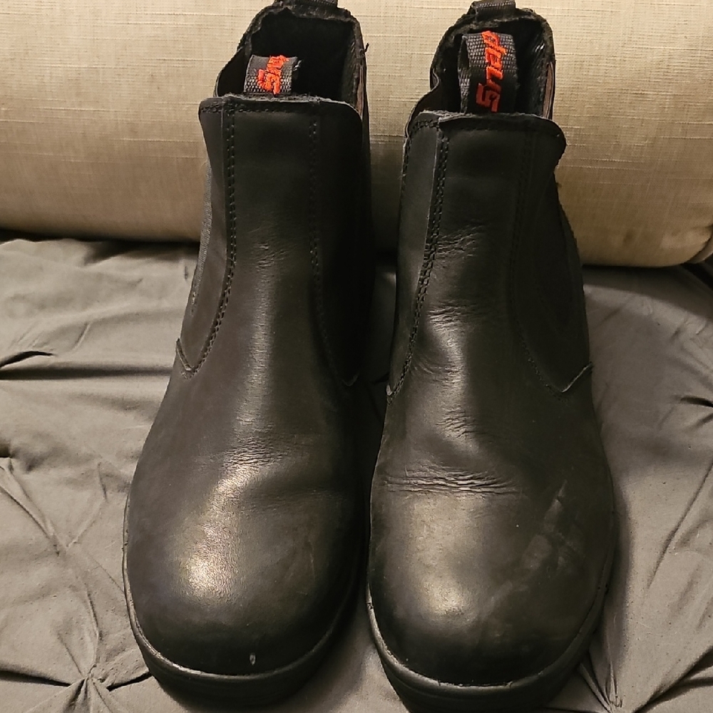 Black Leather Slip-On Boots